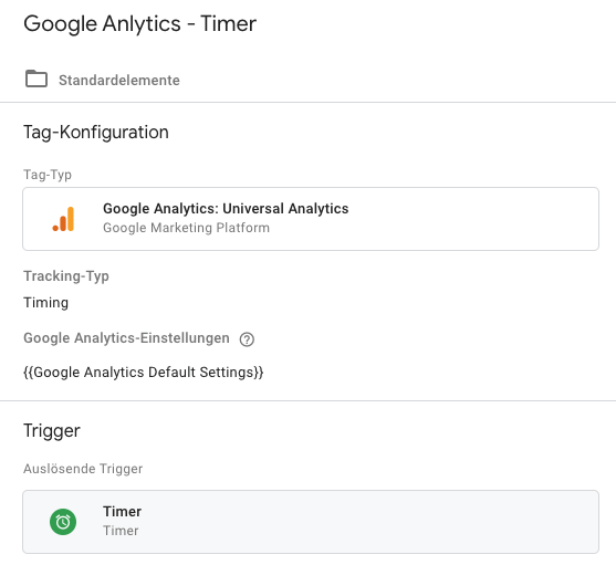 Einstellungen des Timer-Tags mit dem Google Tag Manager