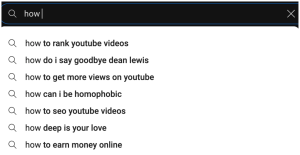 Screenshot der YouTube-Suche